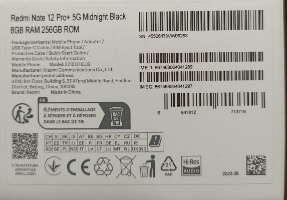 Xiaomi redmi note 12 Pro +5G 8/256GB
