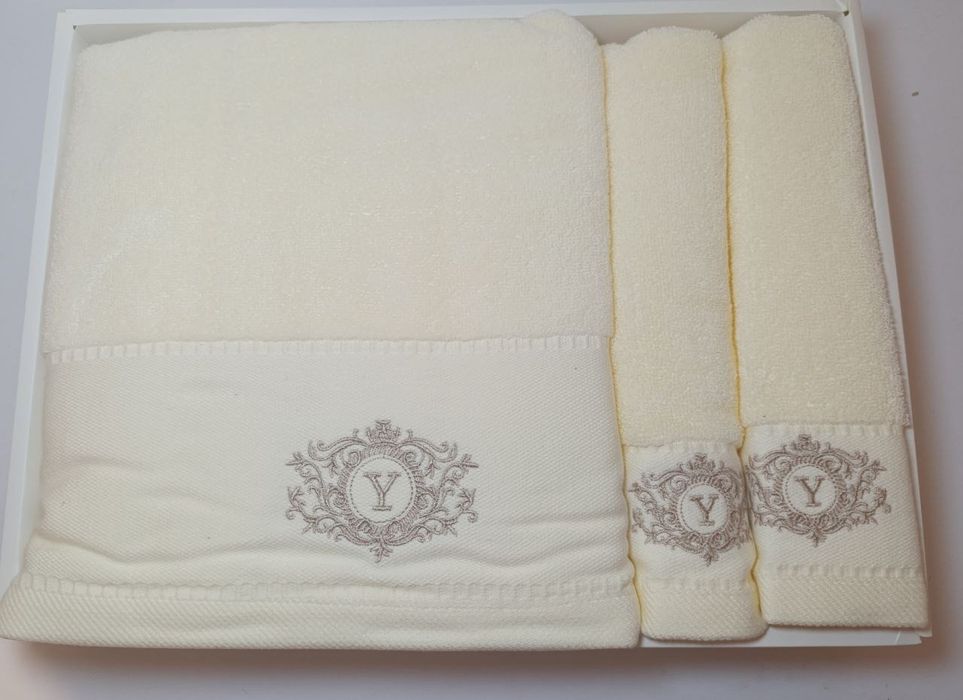 Бавовняні рушники набір 3 шт, банні, брендові, суперпоглинаючі,