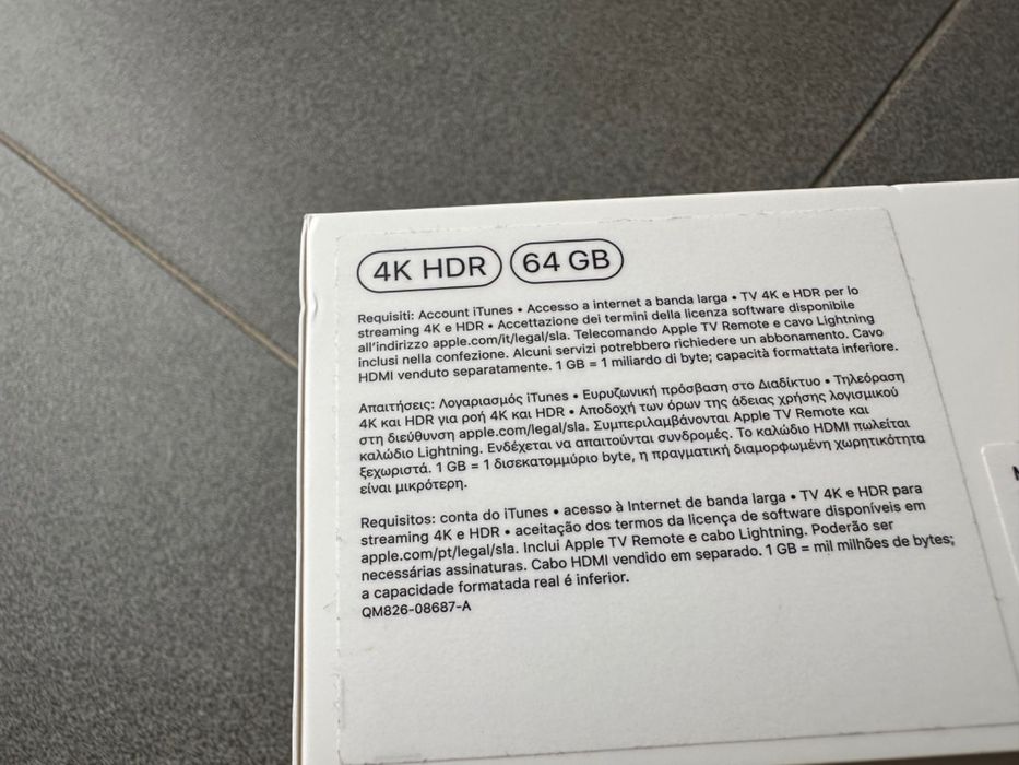 Apple TV 4K A2169 4K Comando Caixa Acessórios Fatura