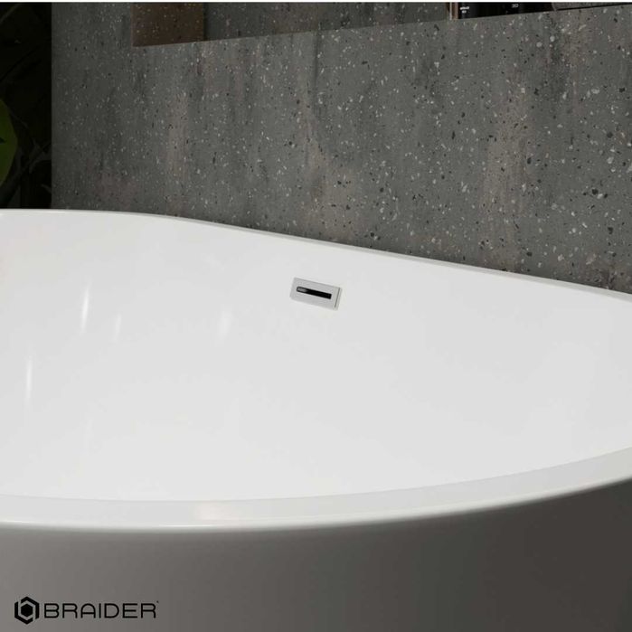 BRAIDER Akrylowa Wanna Wolnostojąca CANNEA 160 x 75 cm Biała Z syfonem