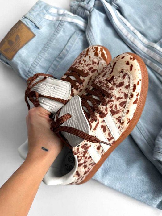 Женские кроссовки Adidas Samba LT Cow Print Brown White 36-41 Хит! Топ