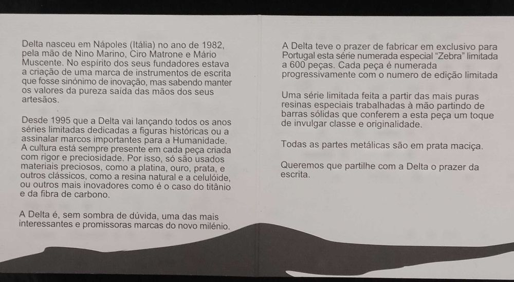Caneta Delta Zebra, edição limitada de coleção