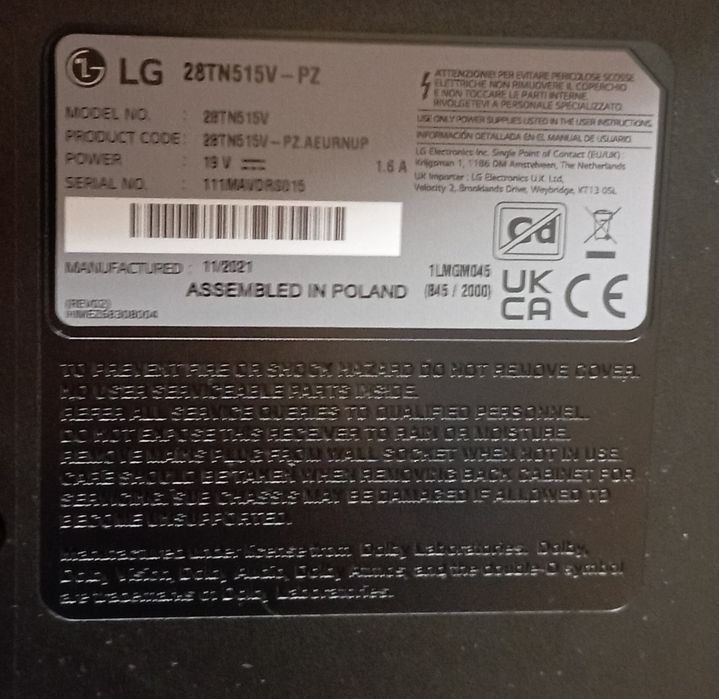 Vendo televisão LG de 28 polegadas