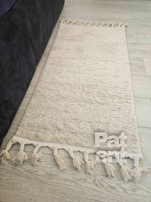 Dywan kremowy dywanik 60x110 kremowy boho z frędzlami miękki