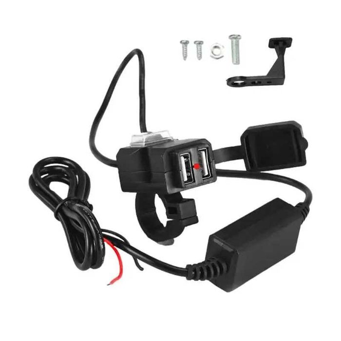 Carregador USB Duplo para Moto com Interruptor ON/OFF