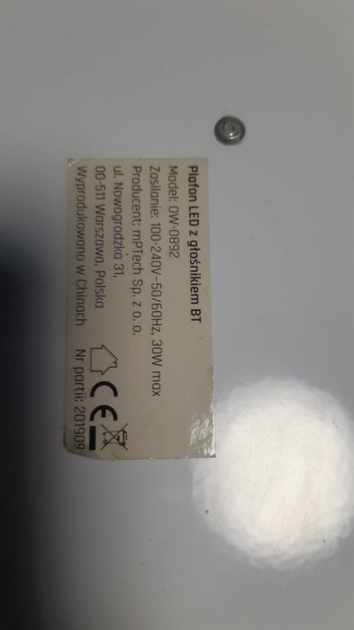 Plafon LED z głośnikiem BT