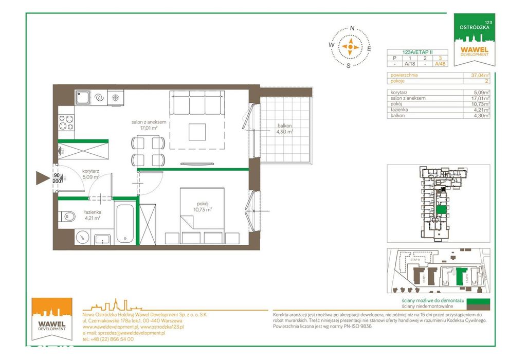 2-pokojowe mieszkanie 37 m² + balkon Bezpośrednio - Widok 2