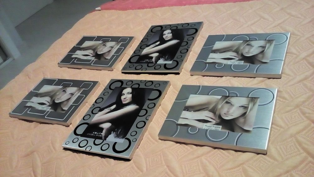 Moldura em alumínio c/ padrão-preto, branco e prata-posição reversível