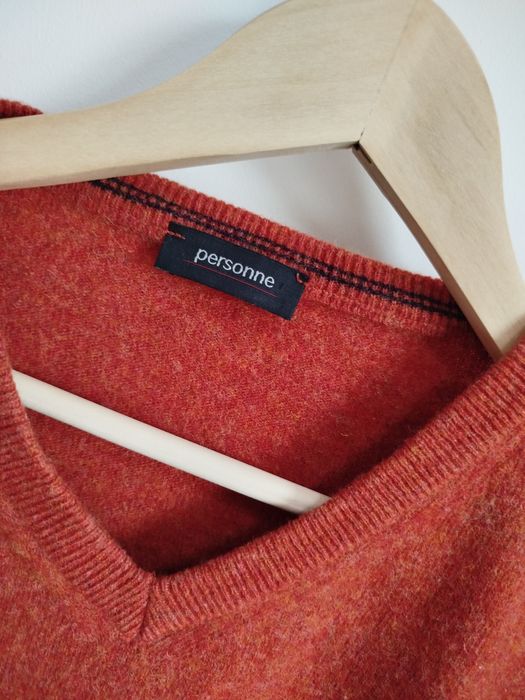 Wełniany sweter M męski pomarańczowy dyniowy