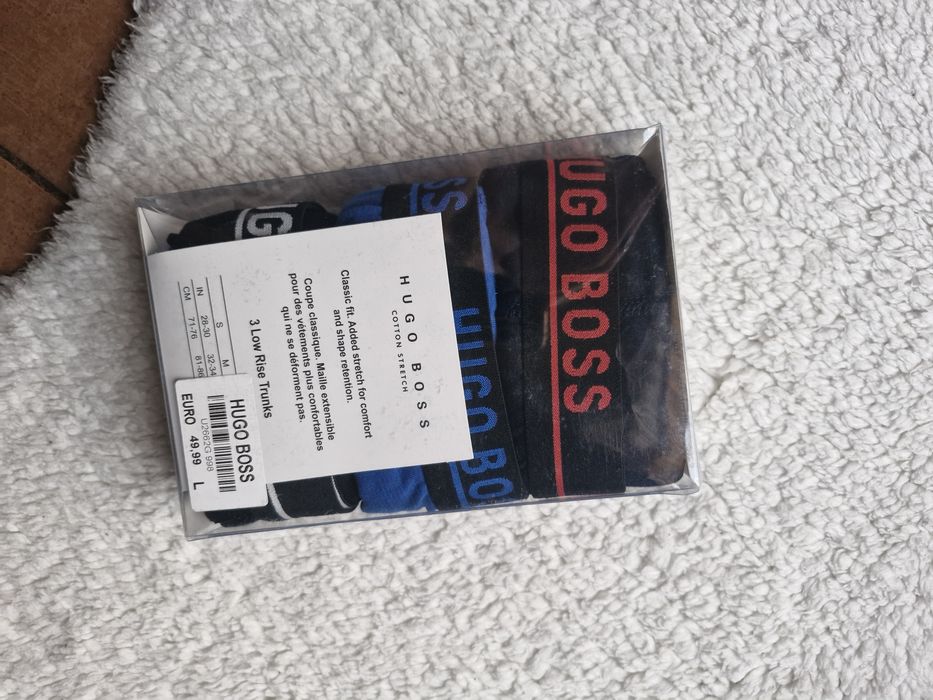 Męska bokserki 3szt czarny niebieski granat L nowe w pudełku bawełna