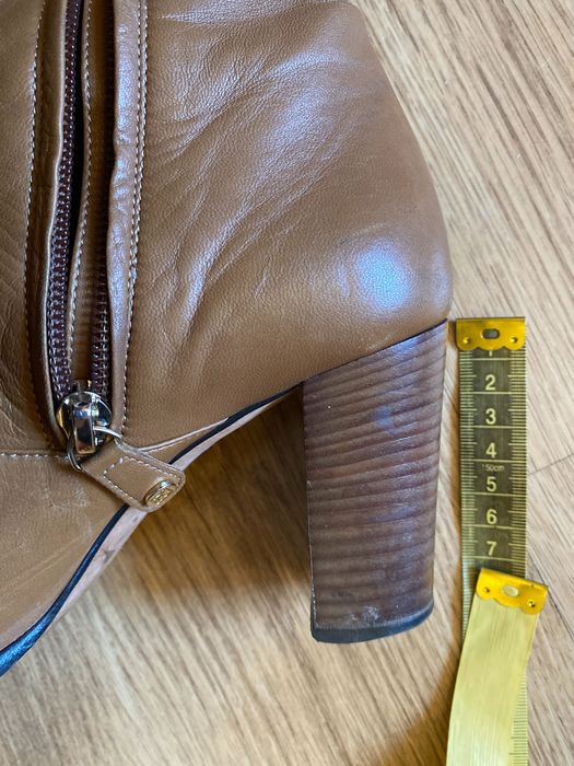 Jasnobrązowe karmelowe wysokie kozaki na wysokim obcasie Ballin 37