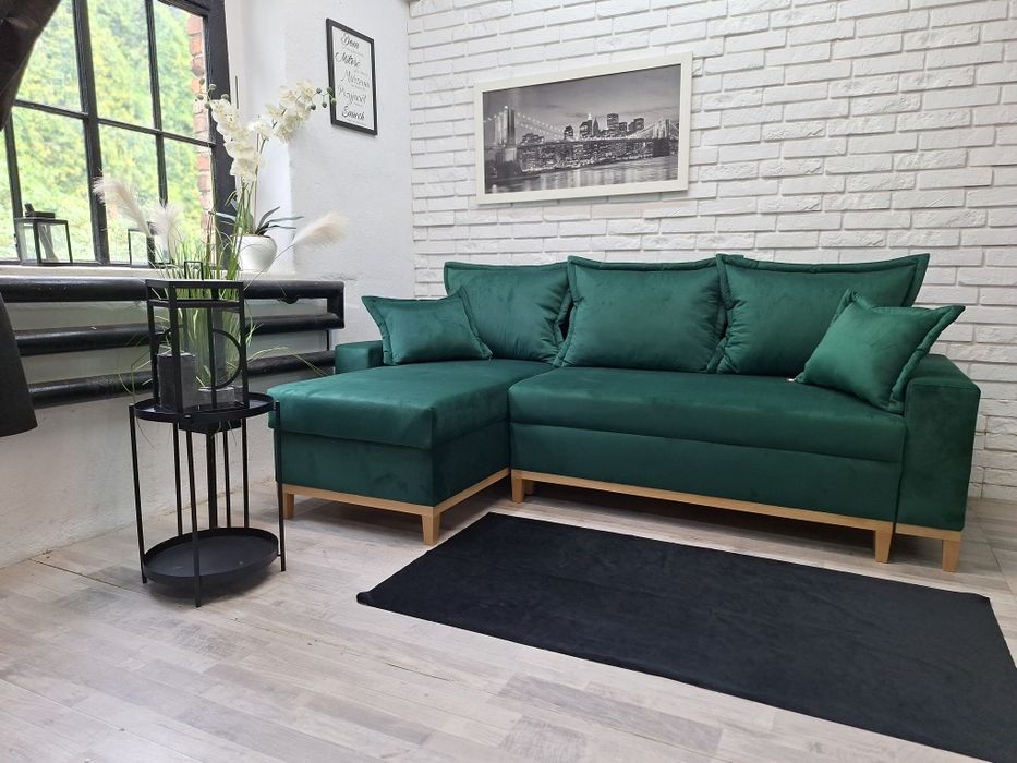 Narożnik Tokio sprężyny welur drewno