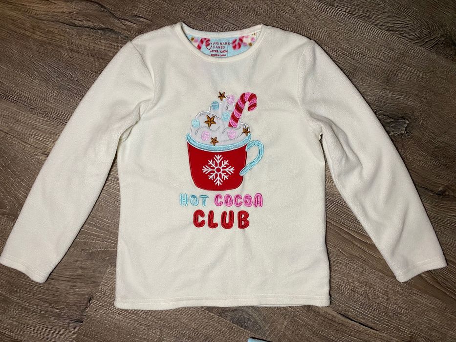 Тепла флісова піжама дівчинці 7-8р. комплект кофтинка і штани для дому