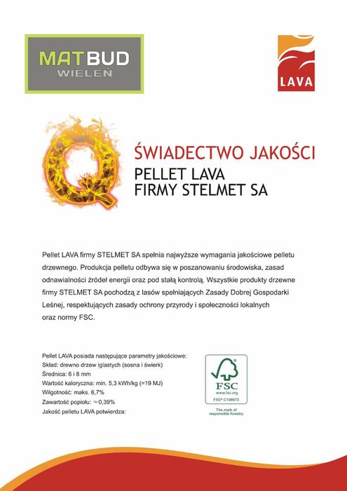 Pellet, Pelet, drzewny sosnowy SYLVA, LAVA,  15kg HDS