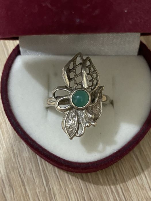 Серебряное кольцо СССР Хризопраз