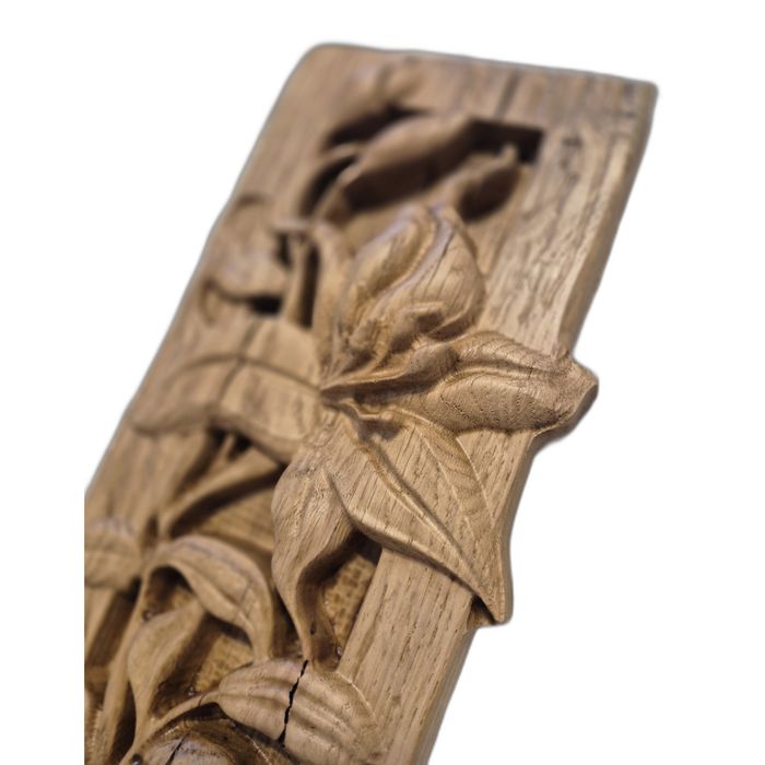 Panel Dębowy Lilia 3D Dekoracja Ścienna Płaskorzeźba Ozdoba