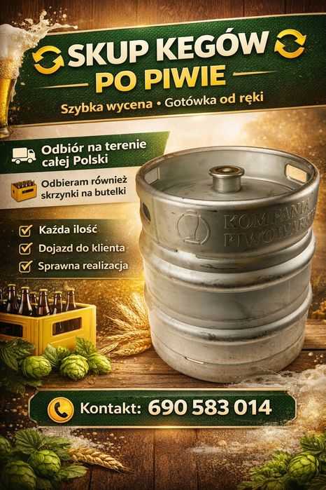 Skup butelek i skrzynek, skup kegów