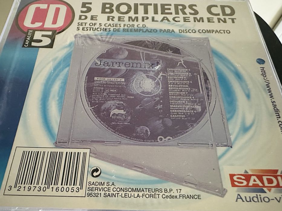 Pack de cinco caixas transparentes para CDs ou DVDs novo selado