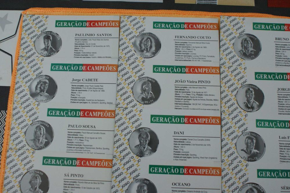 Cartóes biográficos colecção Geração de Campeões jornal "A Bola"