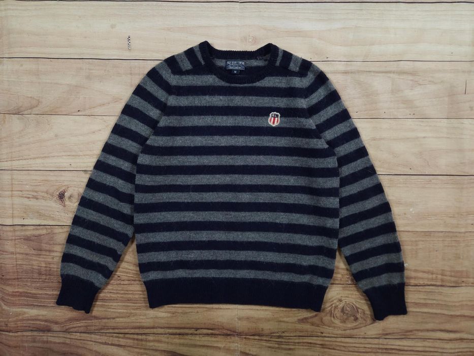 RALPH LAUREN Jeans Company Sweter Wełna Alpaka w Paski Logo r. M