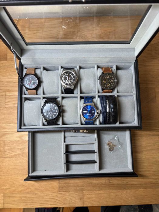 Caixa para Relógios SONGMICS 12 Compartimentos + Gaveta