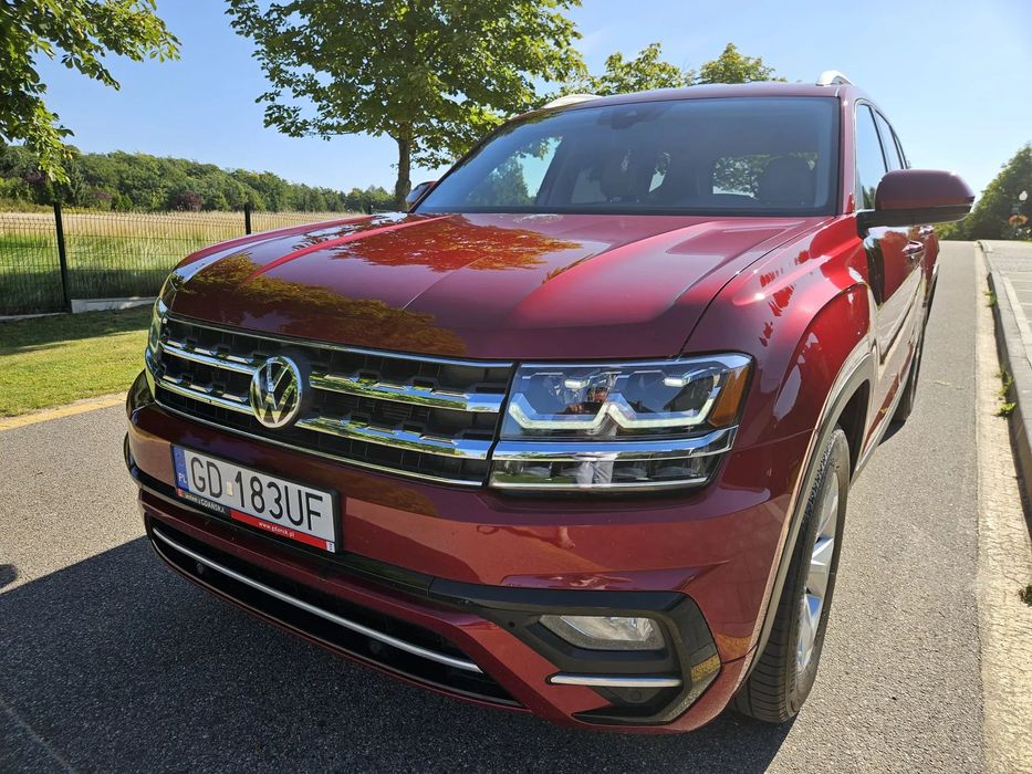 Volkswagen Atlas 1 właściciel, Serwisowany, Kamery, 4strefy, perłowa czerwień, skóry,