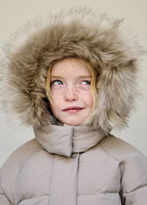 Пуховик Zara 116, пуховик бежевий зара, куртка zara, зимова куртка зар