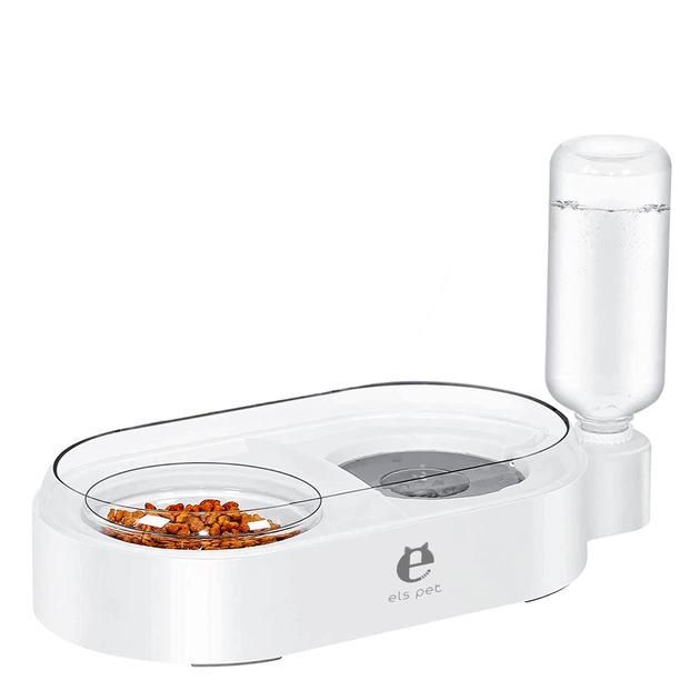 Подвійна миска з поїлкою Els Pet 500 мл для котів і собак, Білий