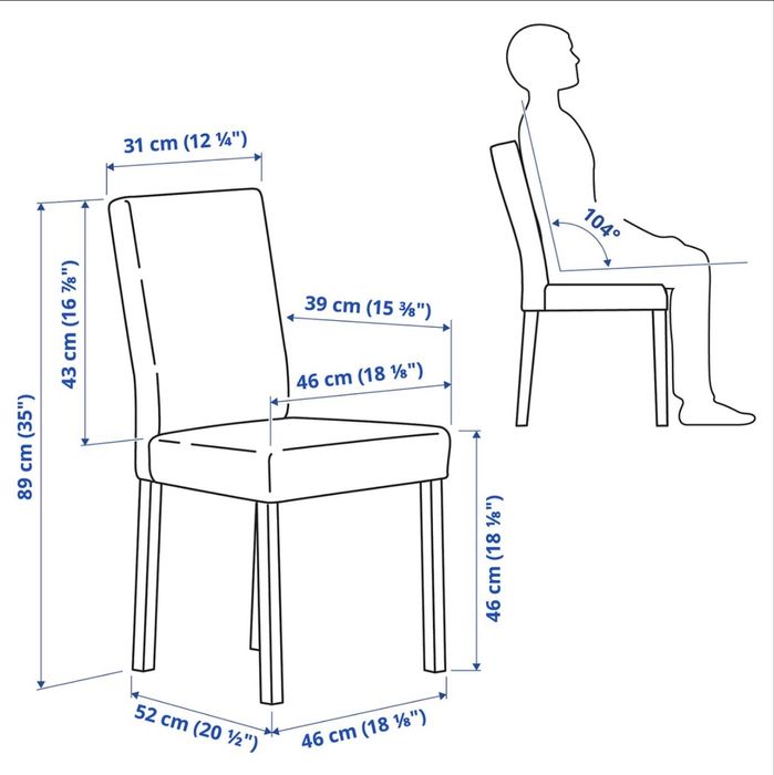 KÄTTIL ( IKEA ) 4 Cadeiras brancas com tecido em cinzento