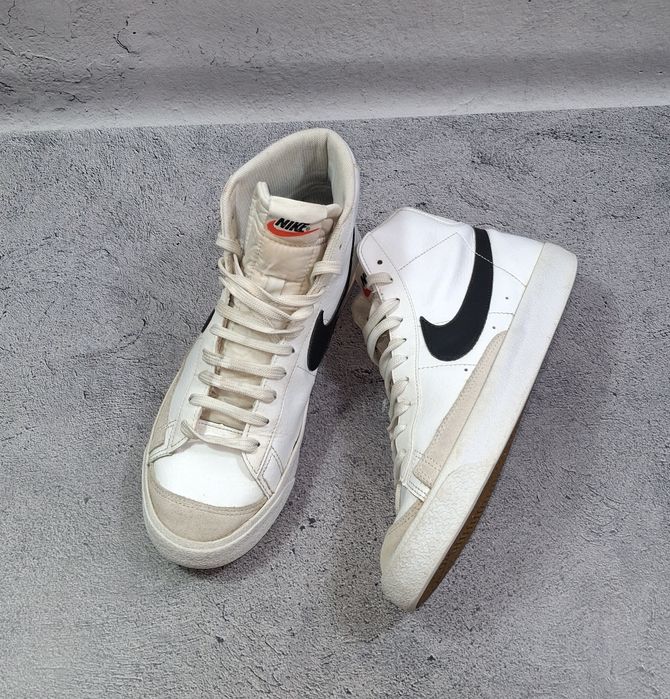 Кроссовки Nike Blazer Mid кожаные мужские белые ботинки SB Stefan Janoski