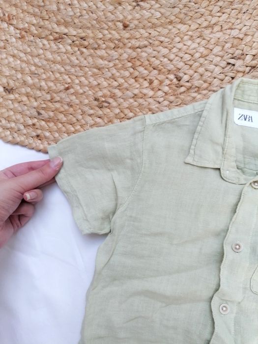 Camisa de Linho Verde Claro de Bebé