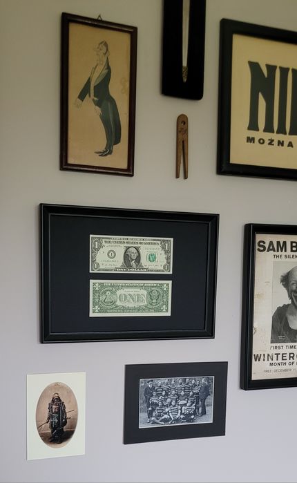 Banknot 1 dolar w ramce prezent loft design usa nowy retro