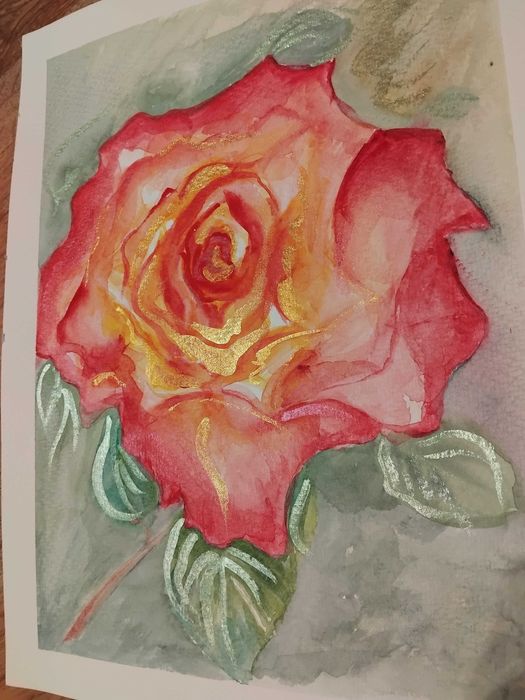 "Róża" obraz akwarela