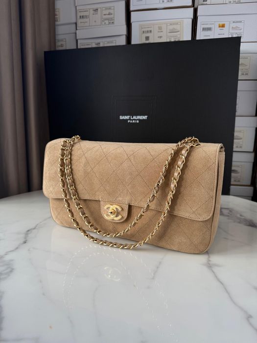 Torebka Chanel Maxi Flap Beige Suede