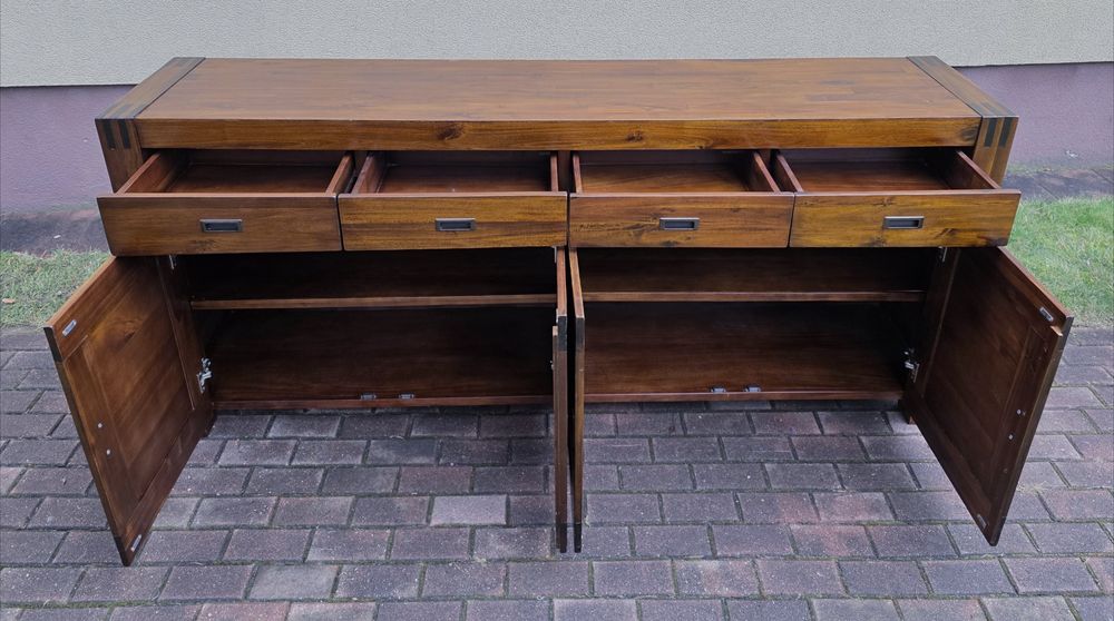 CIEKAWA 100% Lita Tekowa Komoda Kolonialna 4 Szuflady WYSYŁKA