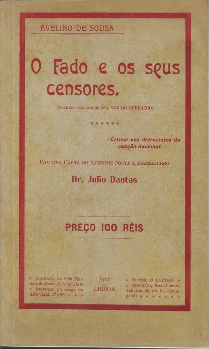O Fado e Os Seus Censores – Edição fac-símile de 1912