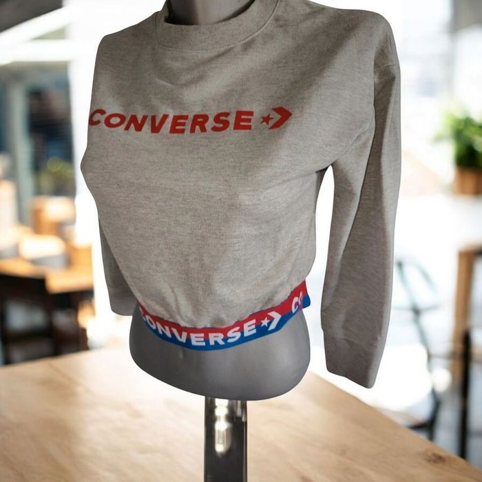 Markowa krótka bluza Converse All Star r S 36 szara rękaw 3/4