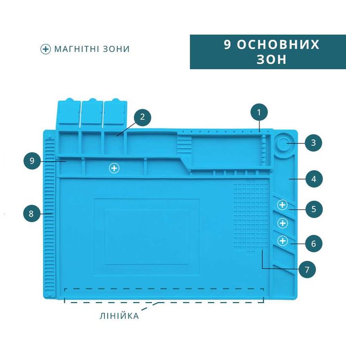 Силіконовий килимок 45×30 см для пайки (магнітний) силиконовый коврик
