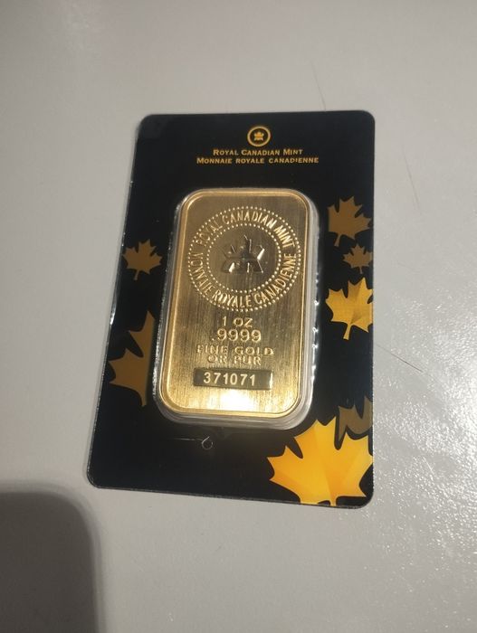 Barra de ouro 1oz / 31,10g  Royal Canadian Mint (c/factura e certificado)