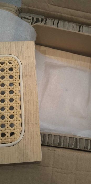 Półka narożna ścienna 5-poziomowa kształt zygzaka rattan PCV BOHO