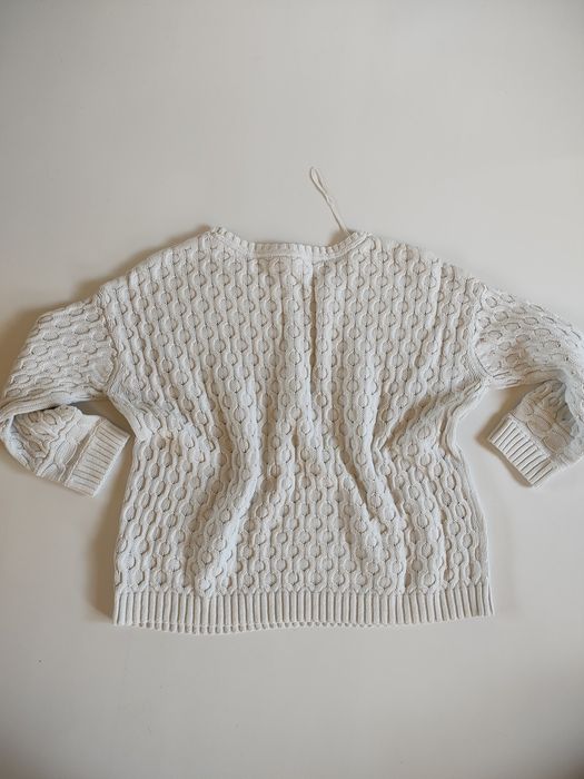 Biały lekki bawełniany sweter sweterek damski H&M 34 36