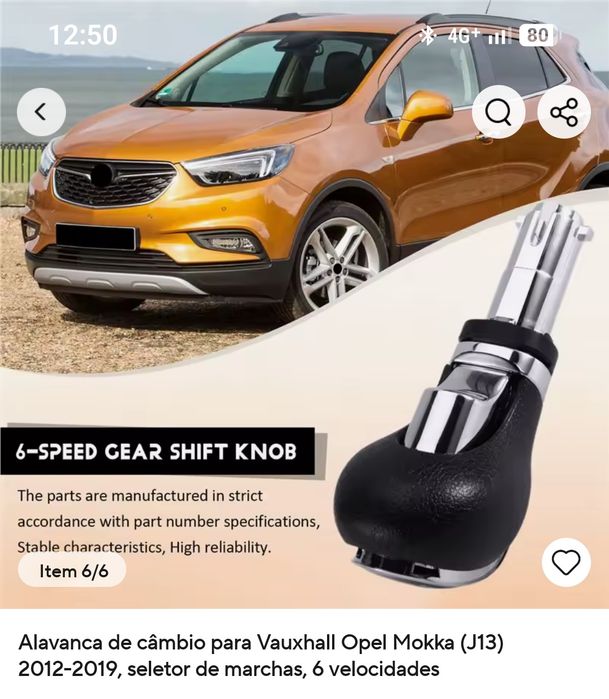 Seletor de mudanças Opel MOKKA Wauxhall moca manete alavanca