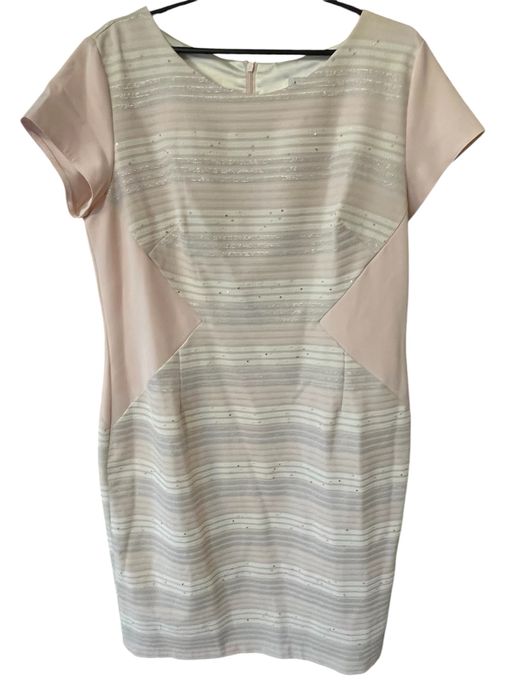 Elegancka sukienka różowo-biała Antall, rozmiar 46