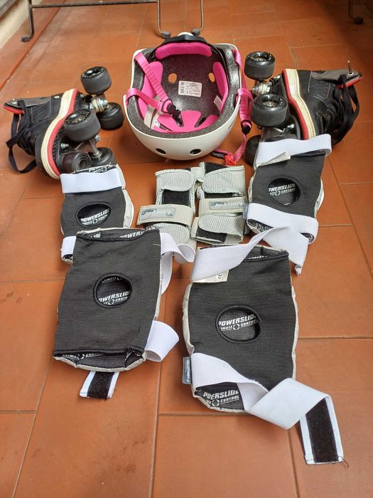 Patins Oxelo 4 rodas e kit de Proteção