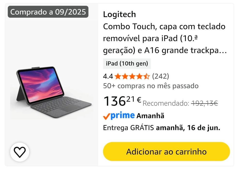 Teclado Tablet Logitech Combo Touch para Apple iPad 10.ª Geração