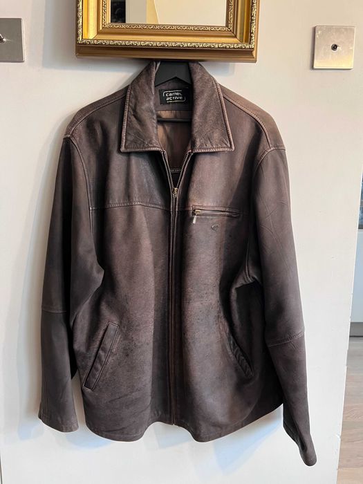 Skórzana, męska, kurtka pilotka ciemno-brązowa 100% skóry owczej Camel Active XXL