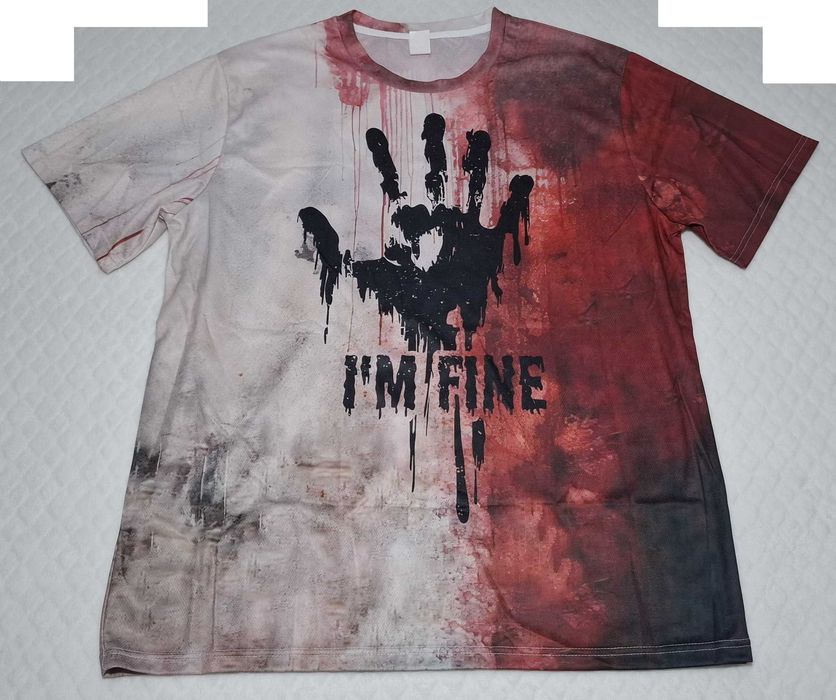 Koszulka, krótki rękaw, T-shirt, czerwona, odcisk dłoni, krwista, XXL