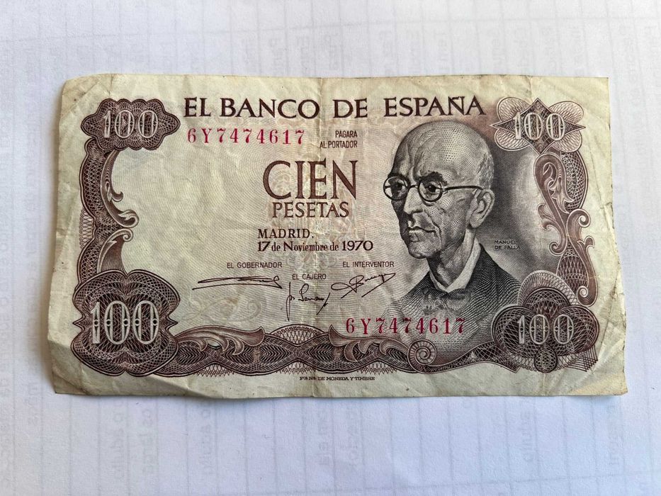 Nota 100 Pesetas 1970 Banco de Espanha