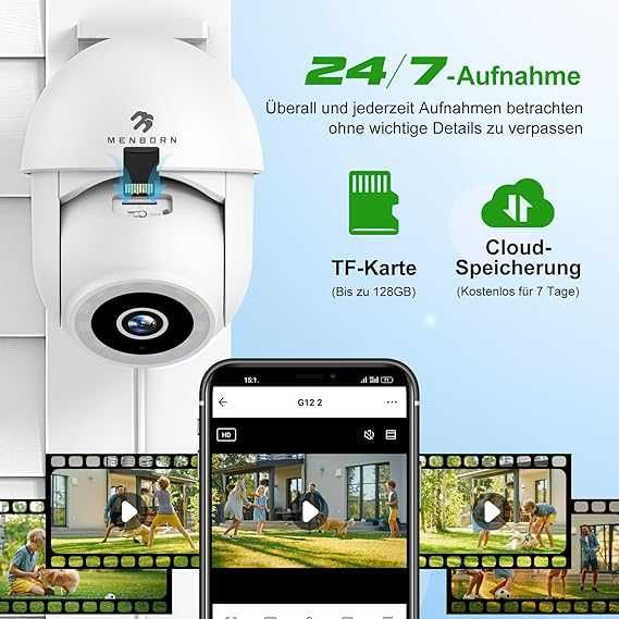 Kamera zewnętrzna 2.5K 4MP Z Wifi 2,4 G/5G ochrona 360° alert ruchu