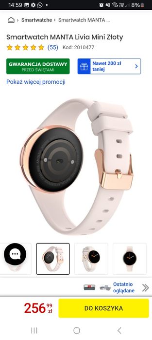 Smartwatch MANTA Livia Mini Złoty